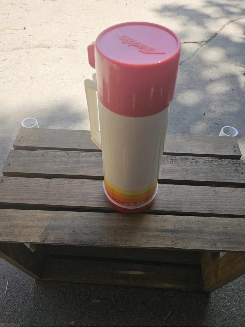 Vintage Aladdin No. 30 Thermos Retro Sunset Stripe Vacuum Bottle Made in USA